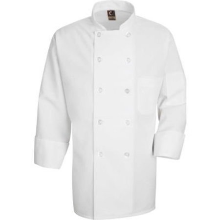 VF IMAGEWEAR Chef Designs Men's 10 Button-Front Chef Coat, Pearl Buttons, White, Polyester, 3XL 0423WHRG3XL
